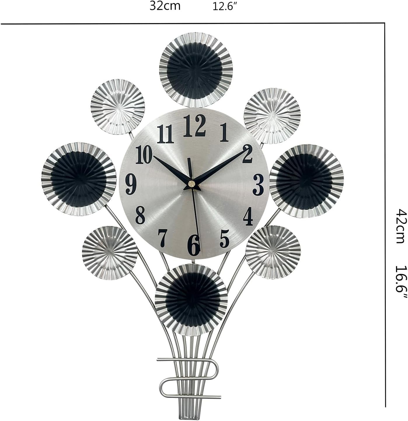 32cm Silver 3D Balloon Wall Clock Modern Silent Non-Ticking Quartz Art Décor