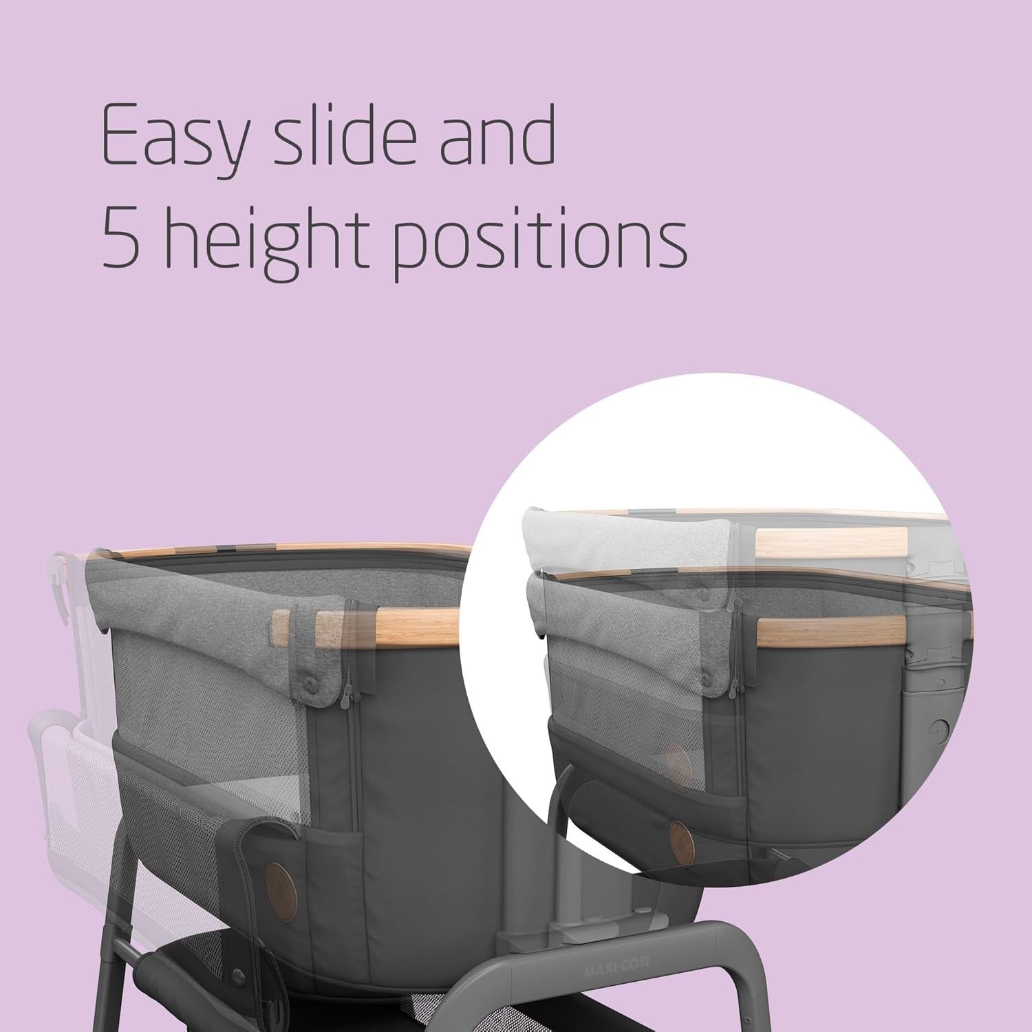 Foldable Baby Bedside Crib Co-Sleeper Adjustable Height with Mattress & Basket