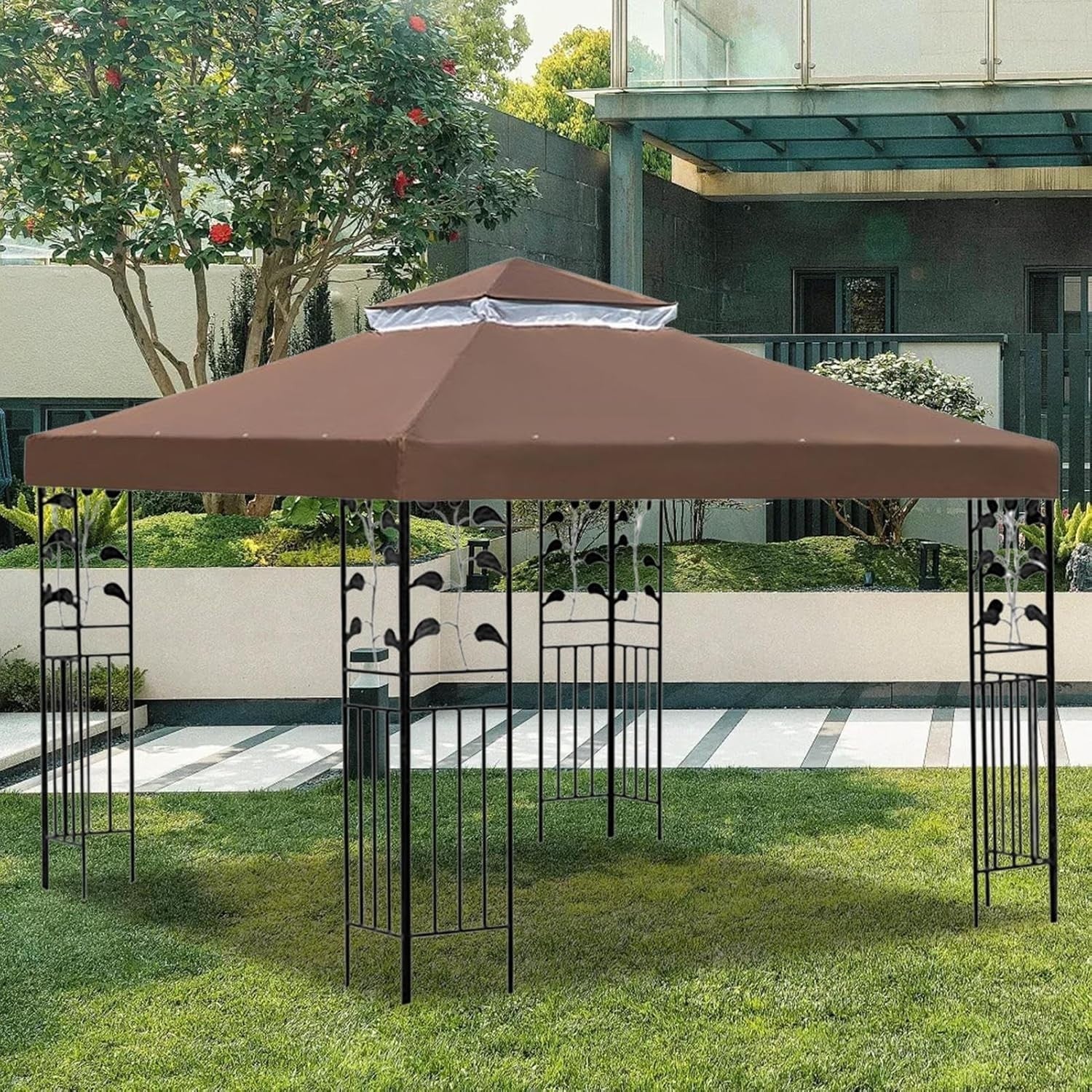 10x10Ft Double Tier Gazebo Canopy Waterproof Patio Roof Outdoor Shade Cover