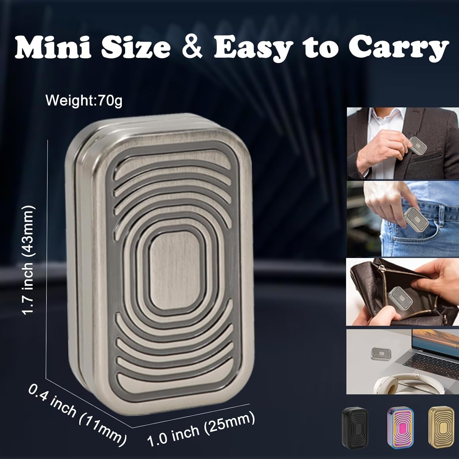 Silver 3pc Magnetic Fidget Kit Metal Slider Coin Card Focus Toy