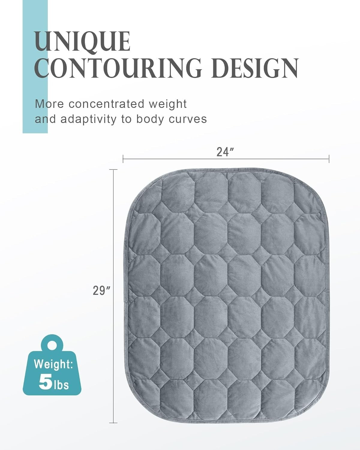 7lbs Weighted Lap Blanket Grey 29x24" Crystal Velvet for Travel & Relaxation