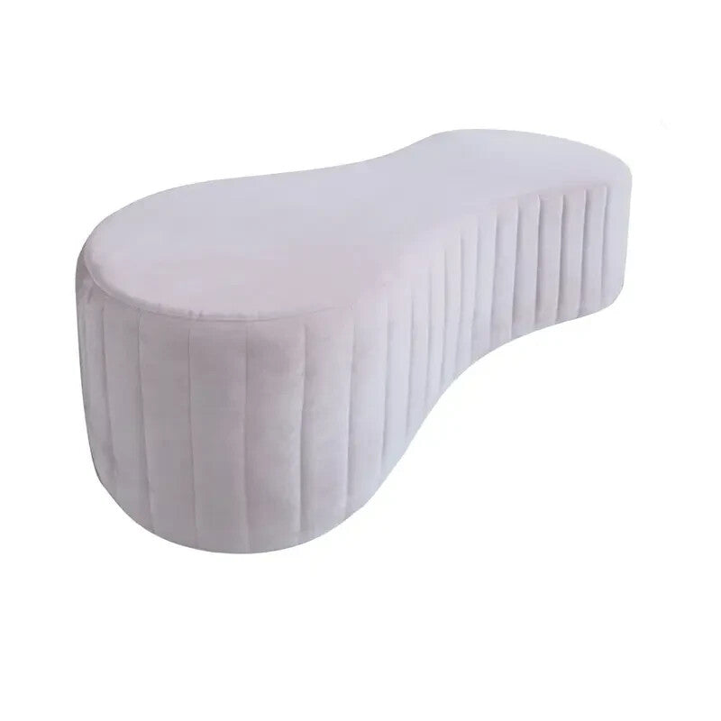 Tufted Pink Velvet Bench Ottoman Curved Seat Glam Stool Bedroom Hallway