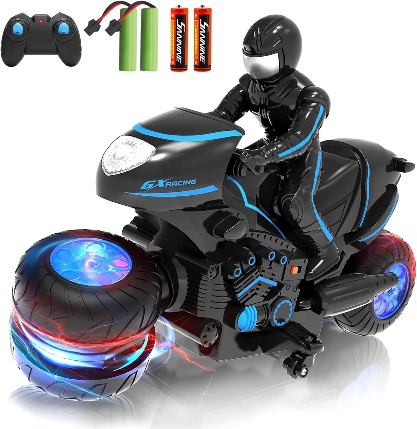 RC Stunt Motorcycle Car, 360° Flip Remote Control Vehicle for Kids
