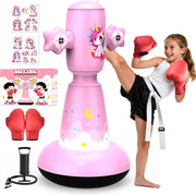 Kids Inflatable Punching Bag Boxing Set with Gloves Stable Base