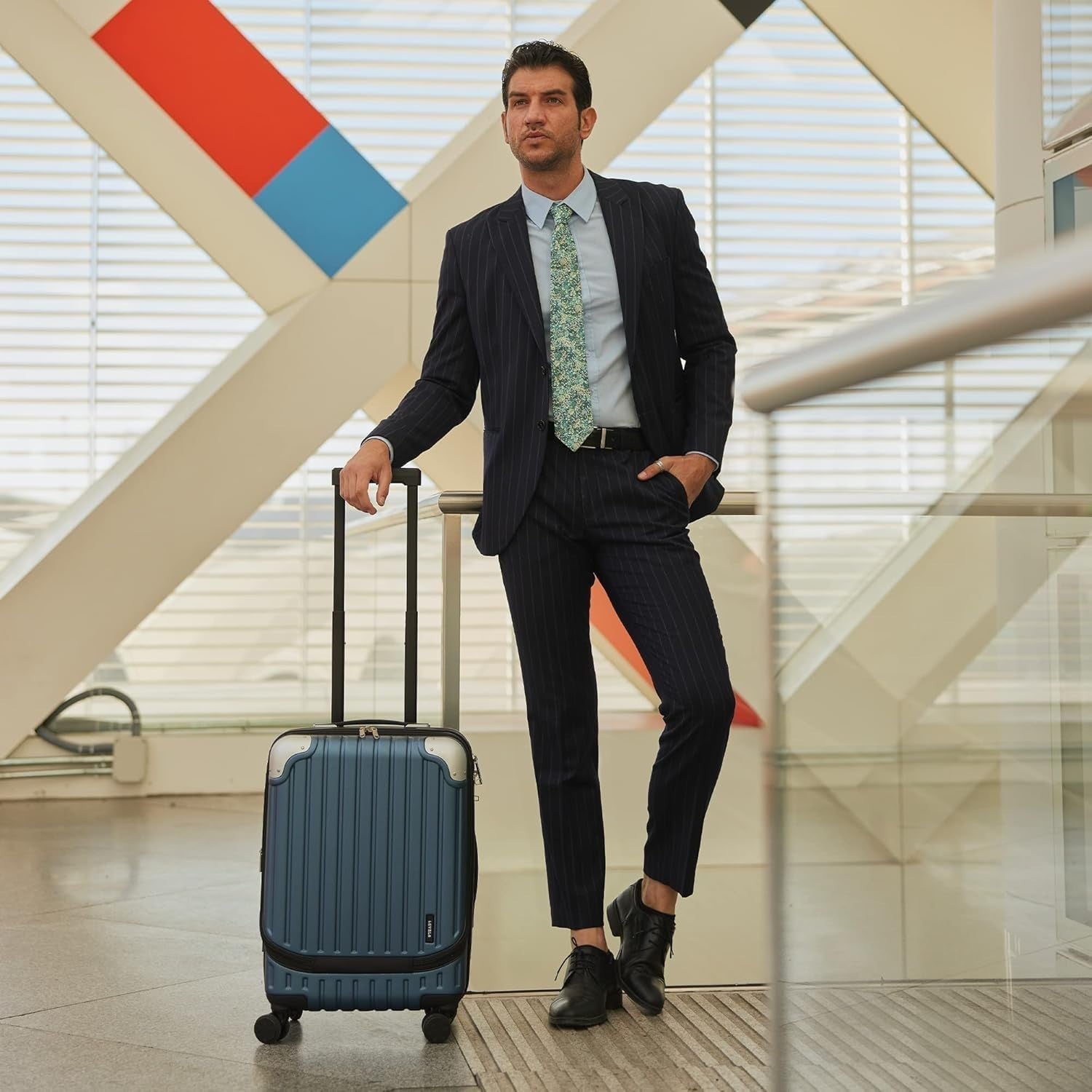 20 Inch Carry On Cabin Suitcase ABS Hard Shell Spinner w Laptop Compartment TSA