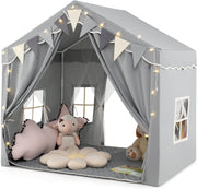 Kids Play Tent Castle Indoor w/ Star Lights Mat Windows Boys Girls Gift