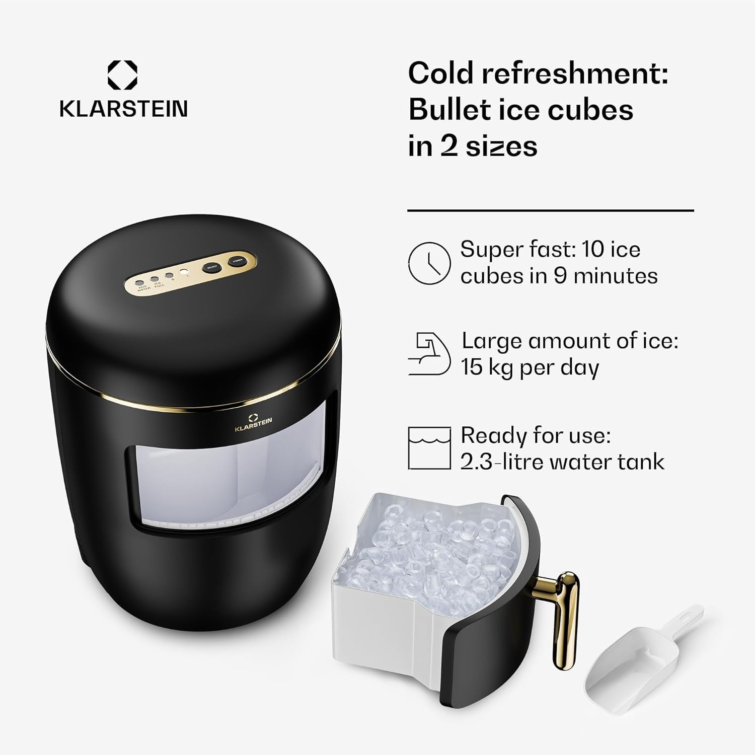 Countertop Ice Maker Machine Fast Bullet Ice 15kg/24h Self Cleaning