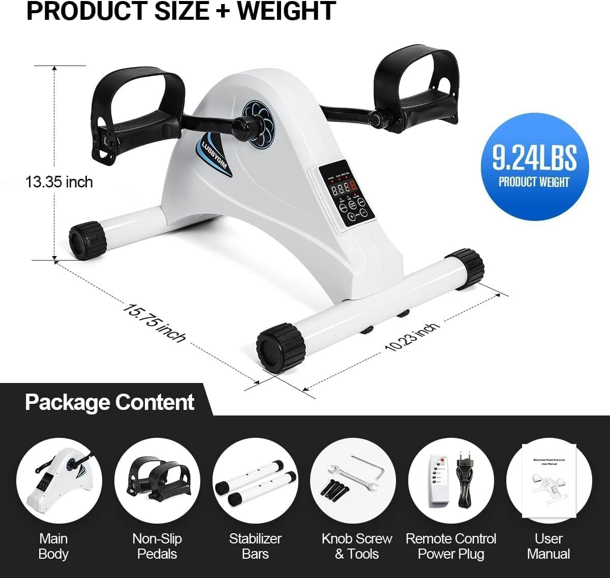 Electric Pedal Exerciser Under Desk Bike Motorized Legs Arms LCD