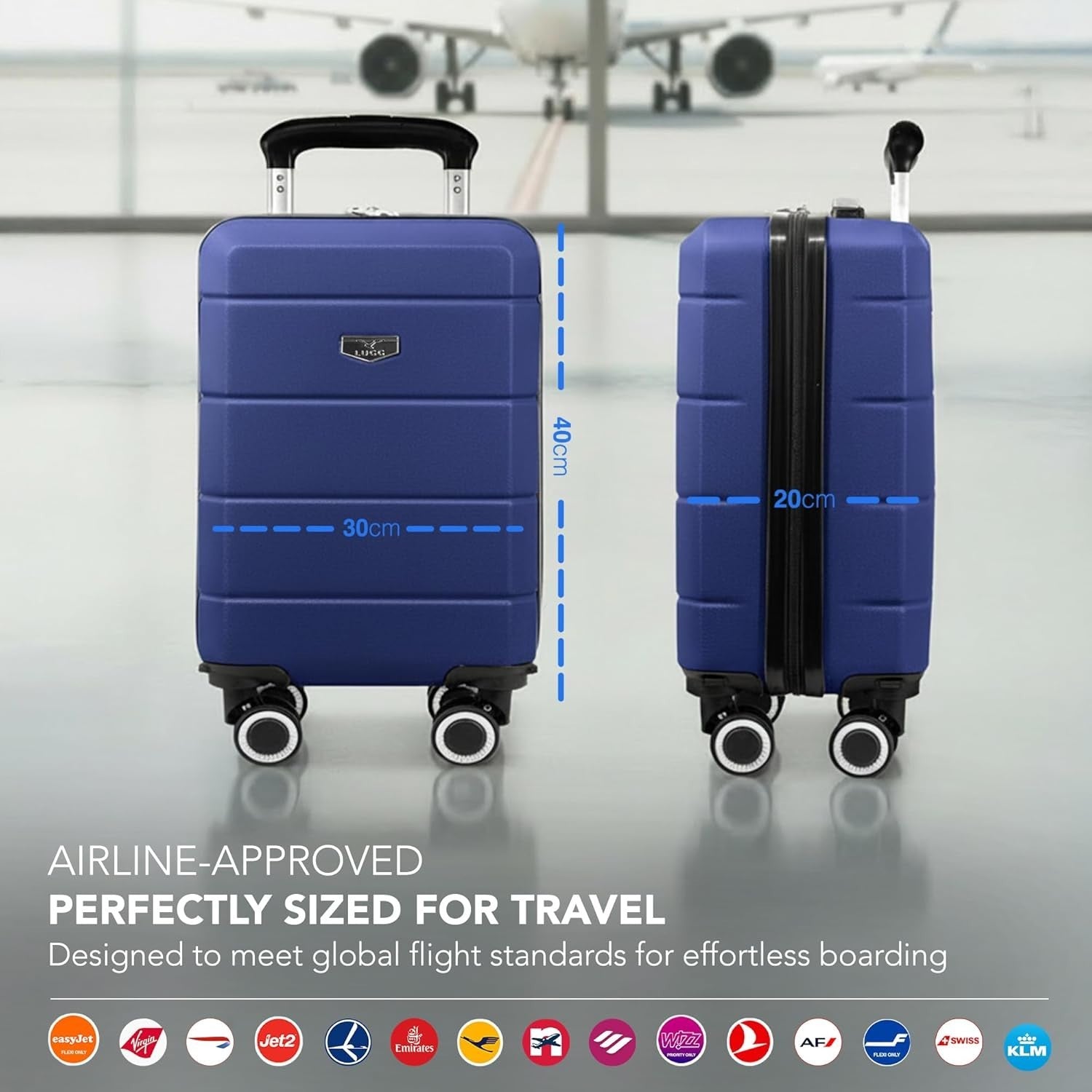 Underseat Cabin Suitcase 40cm ABS Hard Shell Spinner TSA Lock