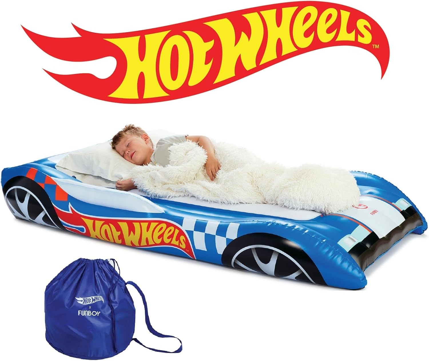 Kids Air Mattress Twin Bed – Sleepover Flocked Inflatable with Carry Bag