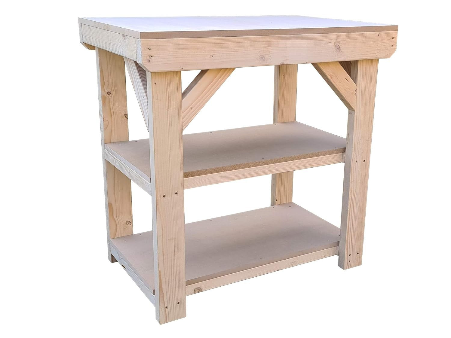 6ft Heavy Duty Wooden MDF Workbench with Double Shelf – Industrial Work Table