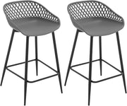 Grey PP Bar Stools Set of 2 with Backrest Footrest Kitchen Counter