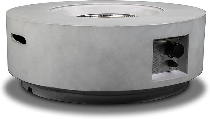 Luxury Outdoor Gas Fire Pit Table Round Eco-Stone Patio Heater Adjustable Flame