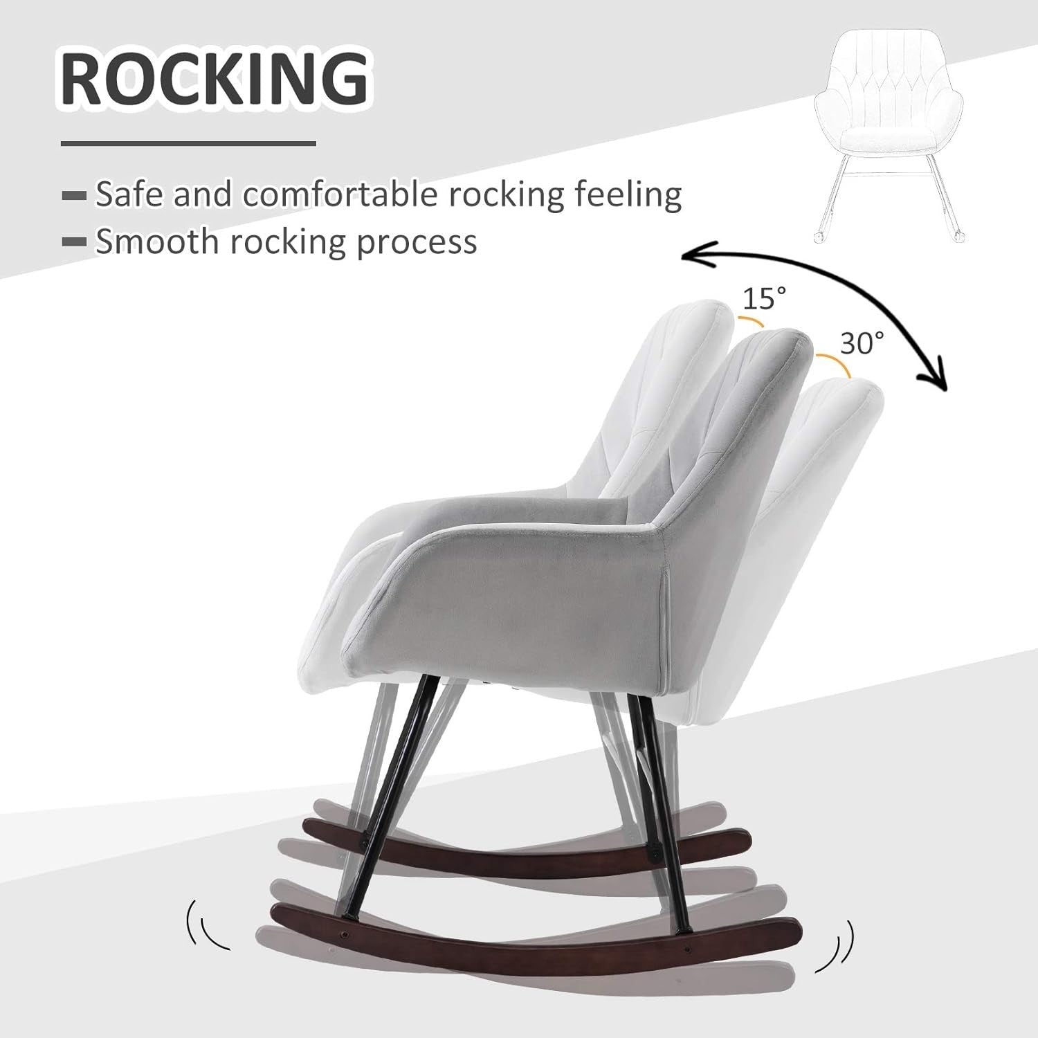 Modern Rocking Chair with Soft Padded Seat & Steel Frame – Cozy Accent Seat