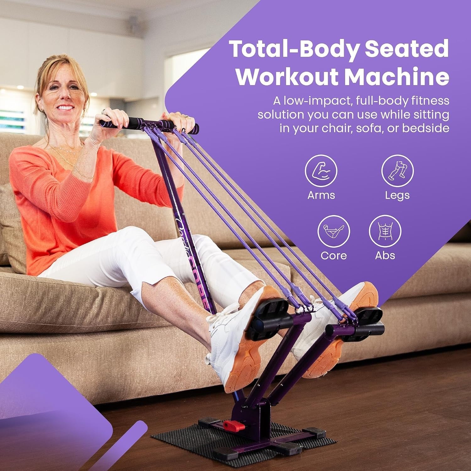 Portable Seated Rowing Stepper Low-Impact Pedal Exerciser Bands Senior Fitness