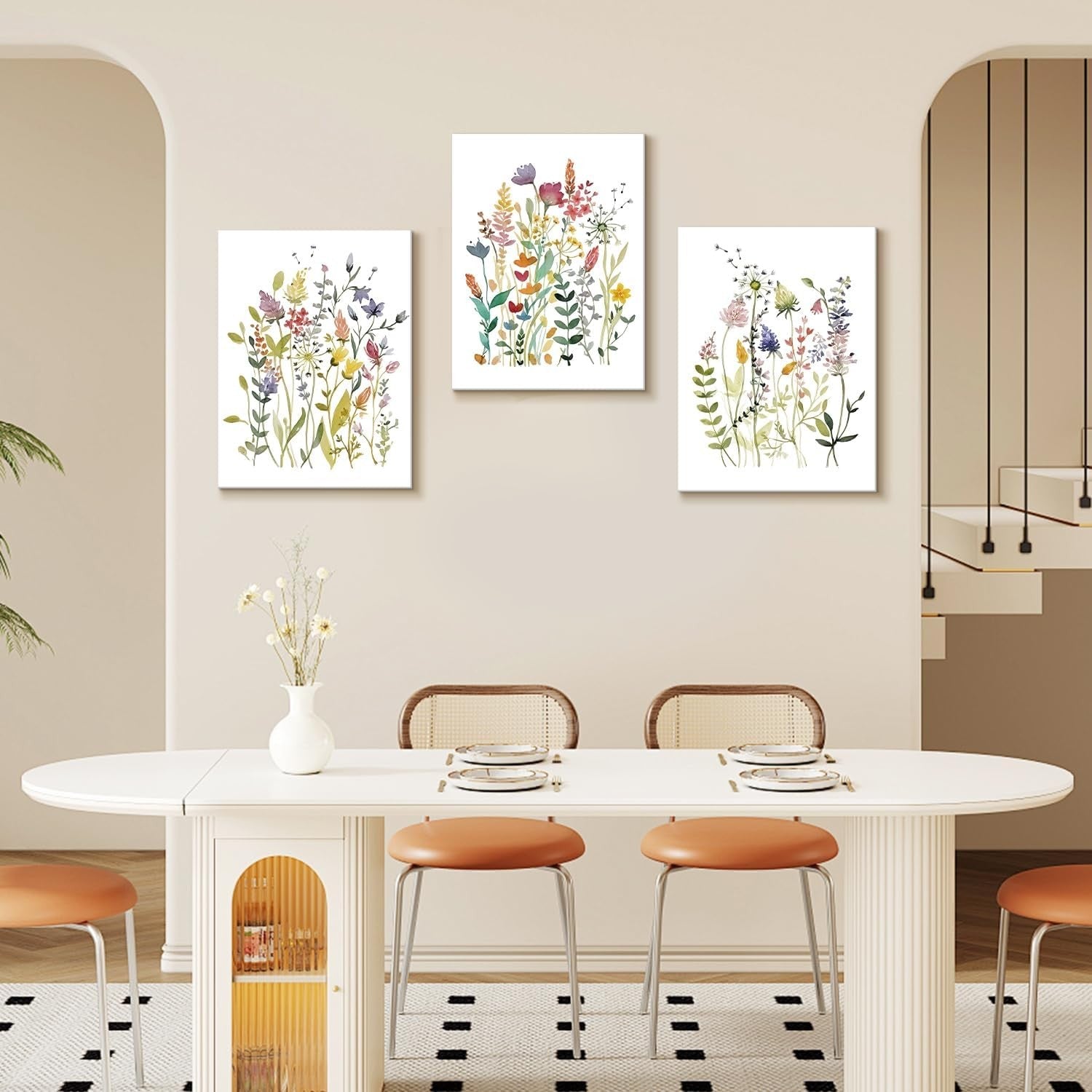 Botanical Watercolour Flower Wall Art Set of 3 12×16 in Prints