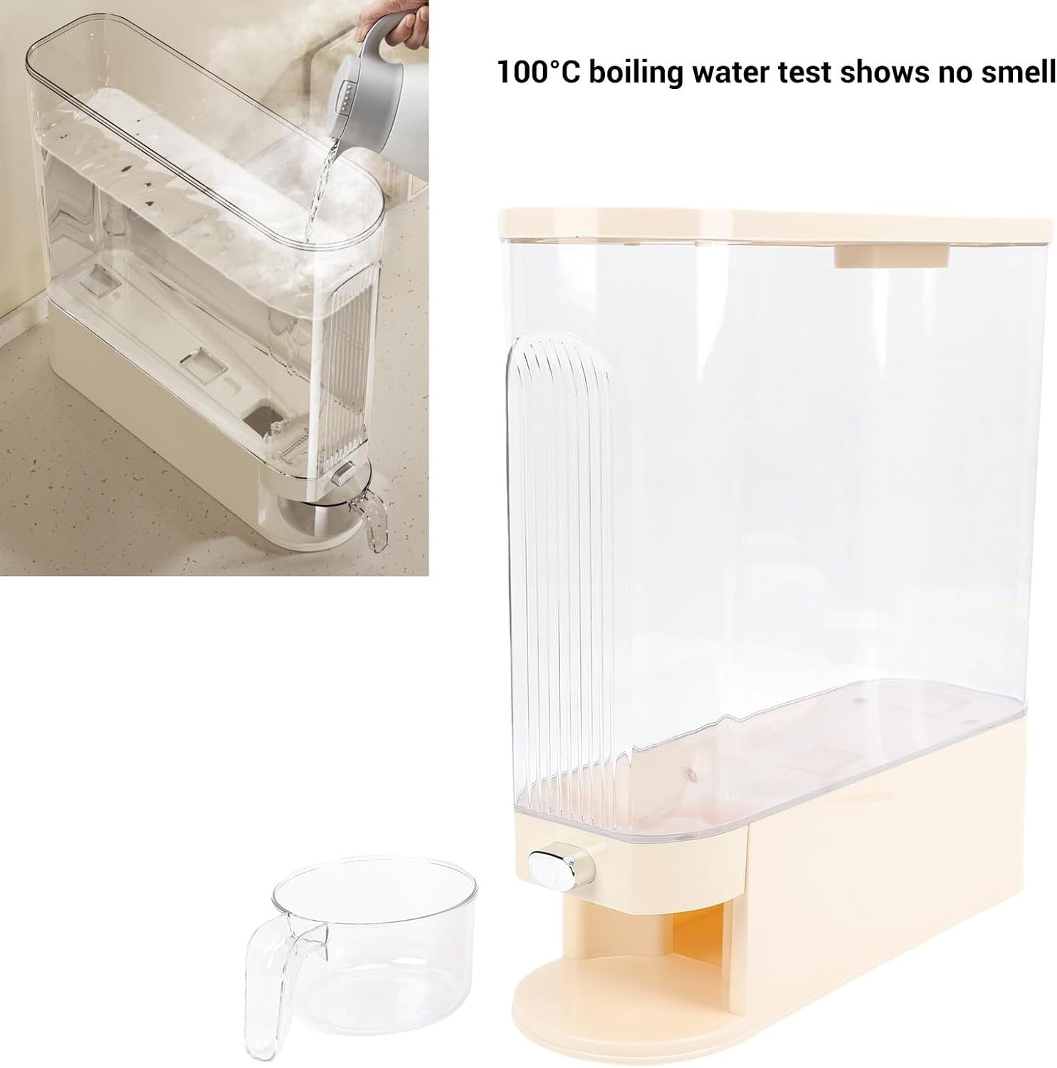 Slim Rice Dispenser Airtight PP Grain Storage Container 41x38x14cm