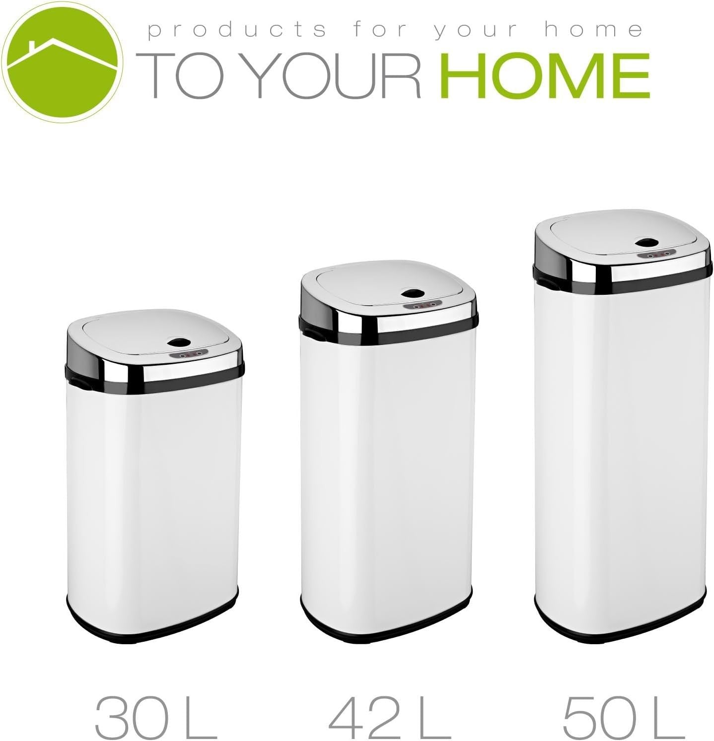 50L Automatic Sensor Kitchen Bin Stainless Steel Touchless White