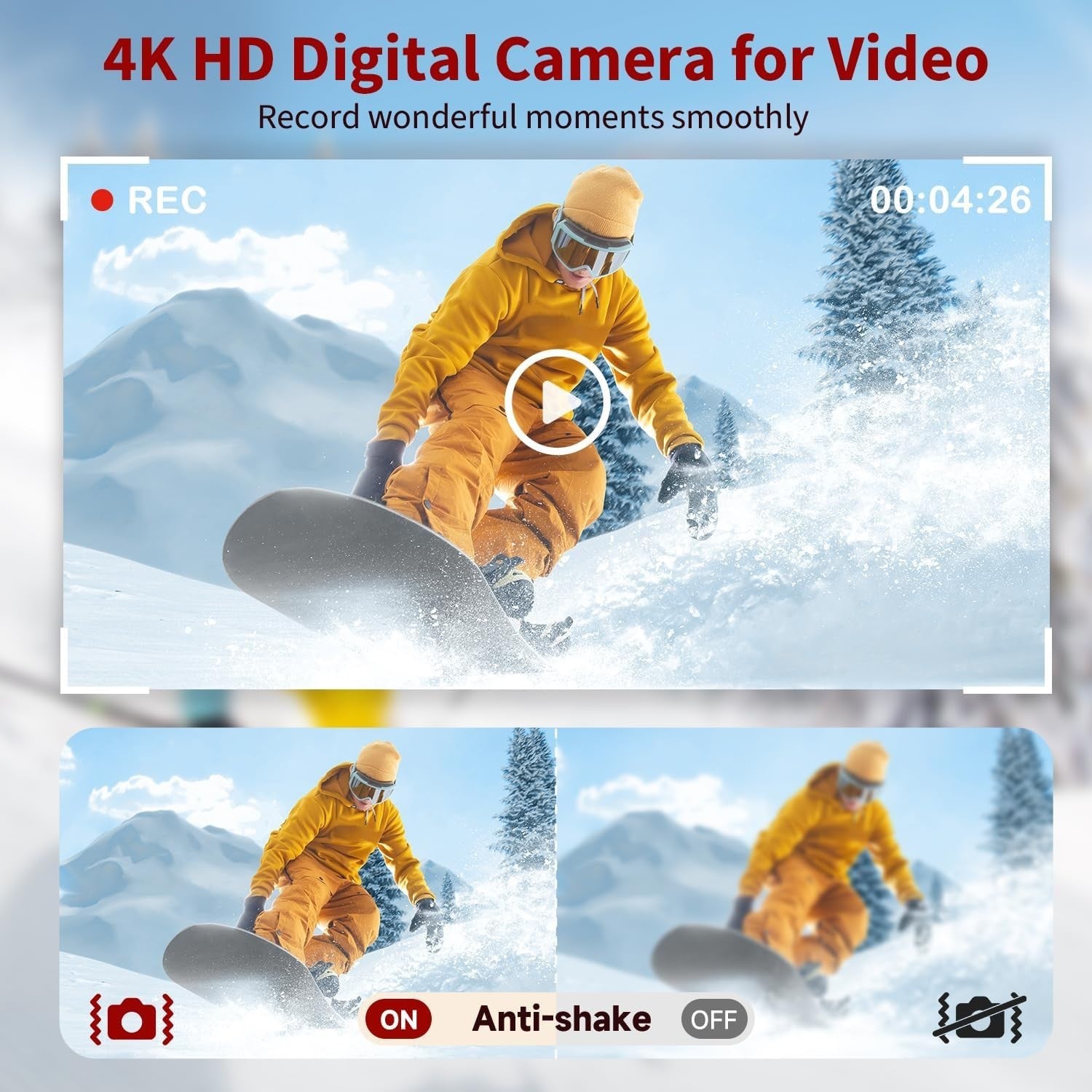 4K 48MP Vlogging Camera Flip Screen 16X Zoom 32GB Bundle