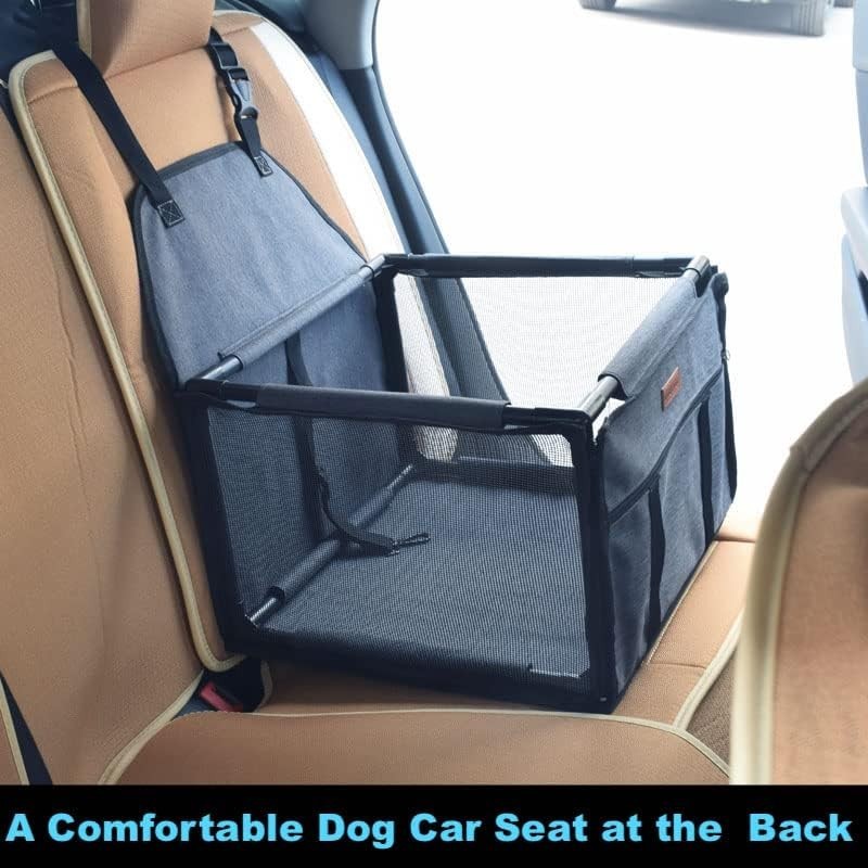 Waterproof Dog Car Seat Booster Carrier Travel Bed Safety Harness Grey