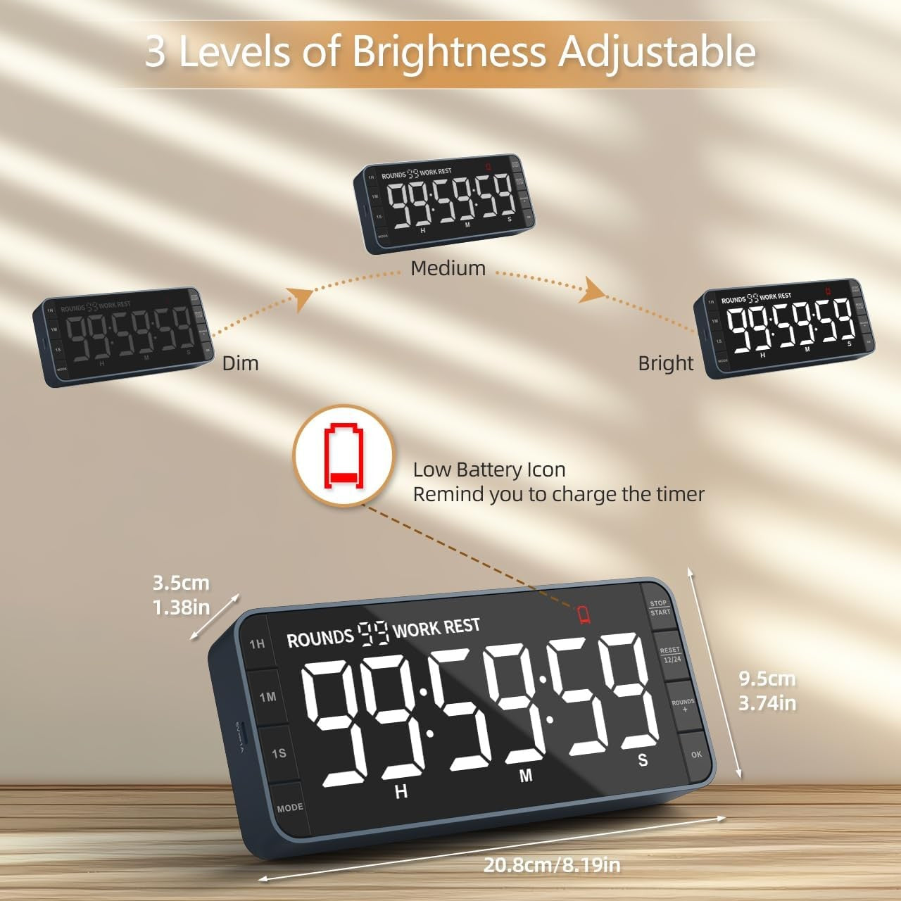 Large Digital Kitchen Timer Clock 99h Countdown Count Up LED Magnetic