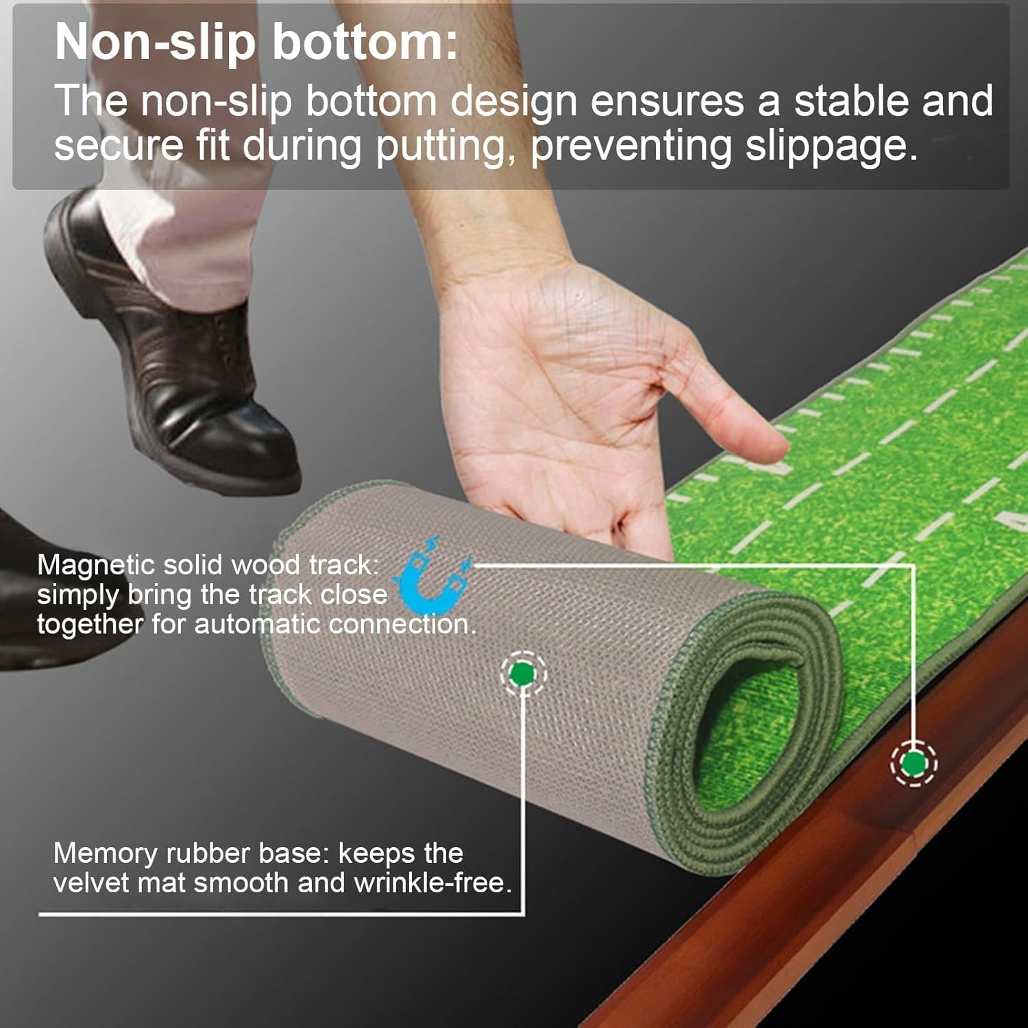Putting Green Golf Practice Mat Automatic Ball Return Dual Hole Indoor Trainer