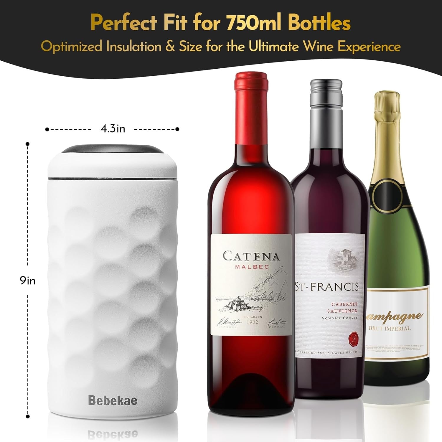 Wine Chiller Stainless Steel Vacuum Insulated Bottle Cooler Fits Wine Champagne