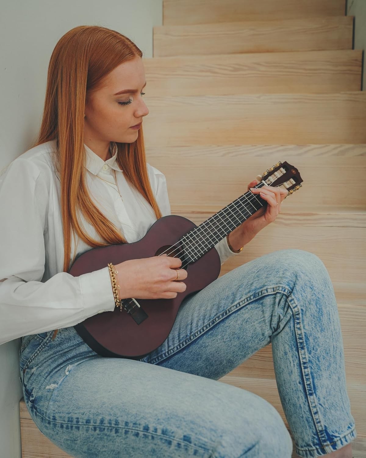 Acoustic Guitalele 70cm 6 Nylon Strings Travel Guitar Sunburst