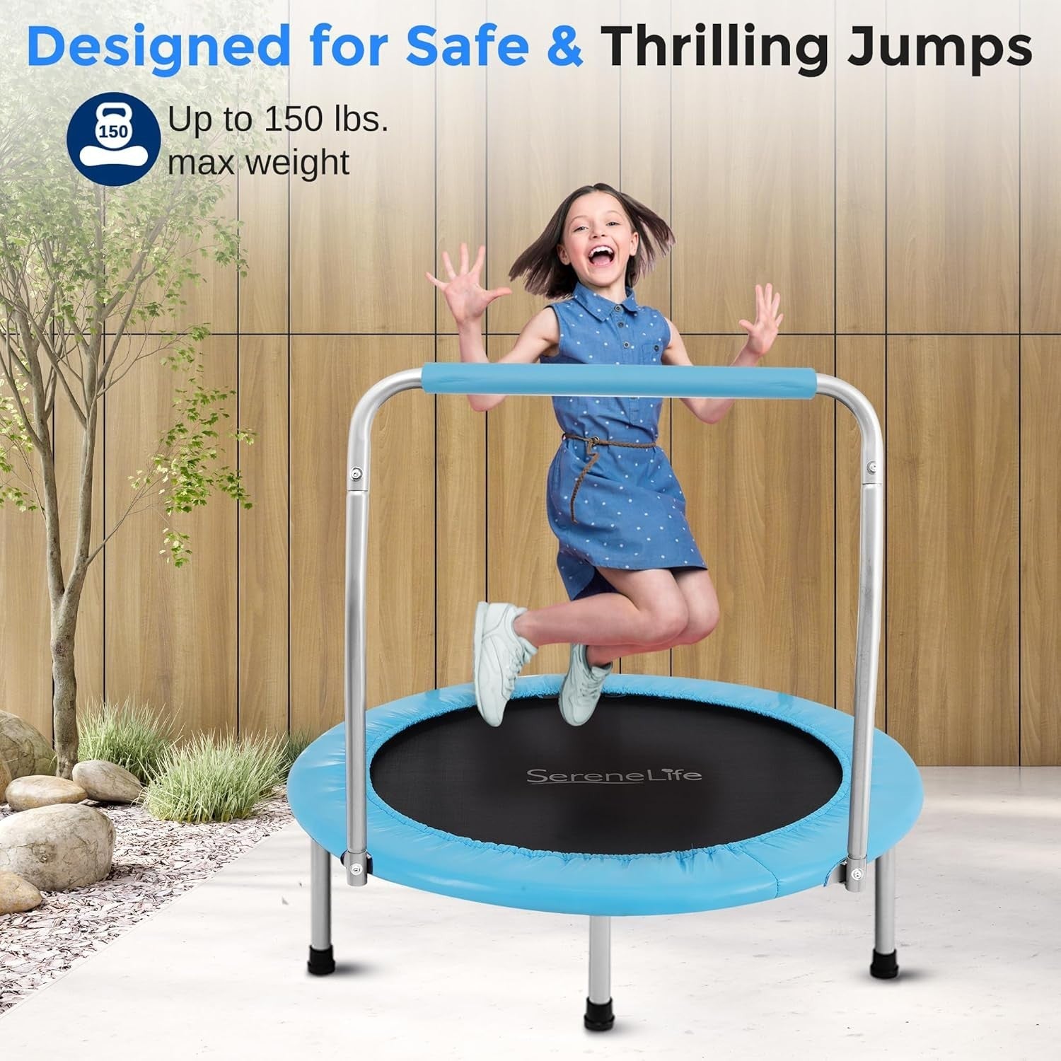36” Foldable Mini Trampoline Indoor Outdoor Rebounder Foam Handle