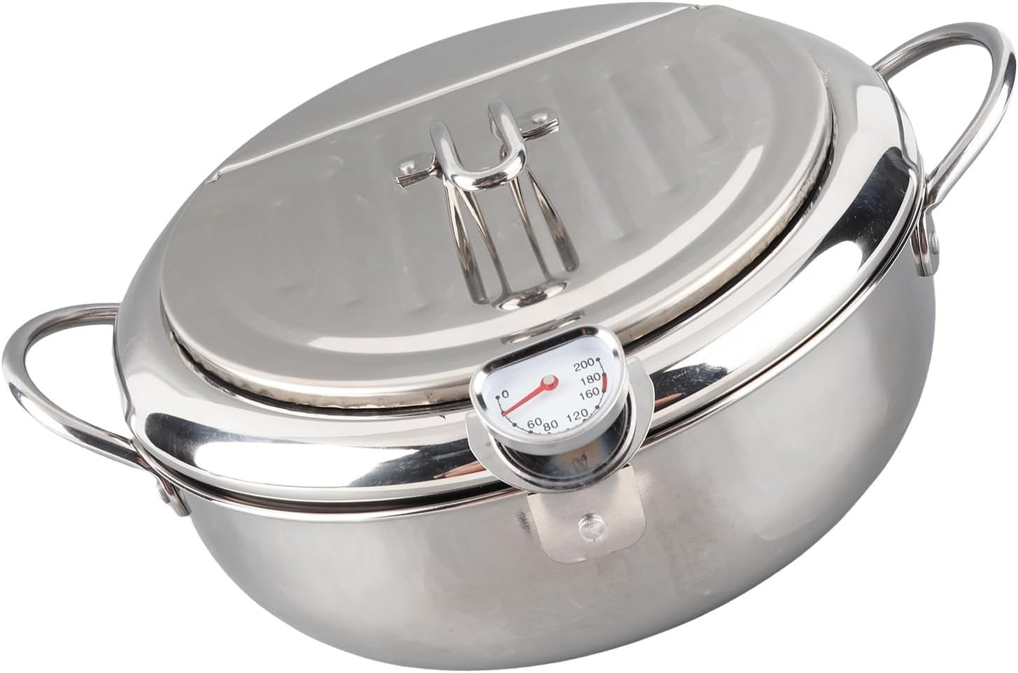 Japanese Tempura Deep Fryer Pot 24cm Stainless Steel With Thermometer