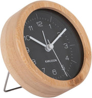 Silent Round Wooden Alarm Clock Minimalist Bedside Desk Clock