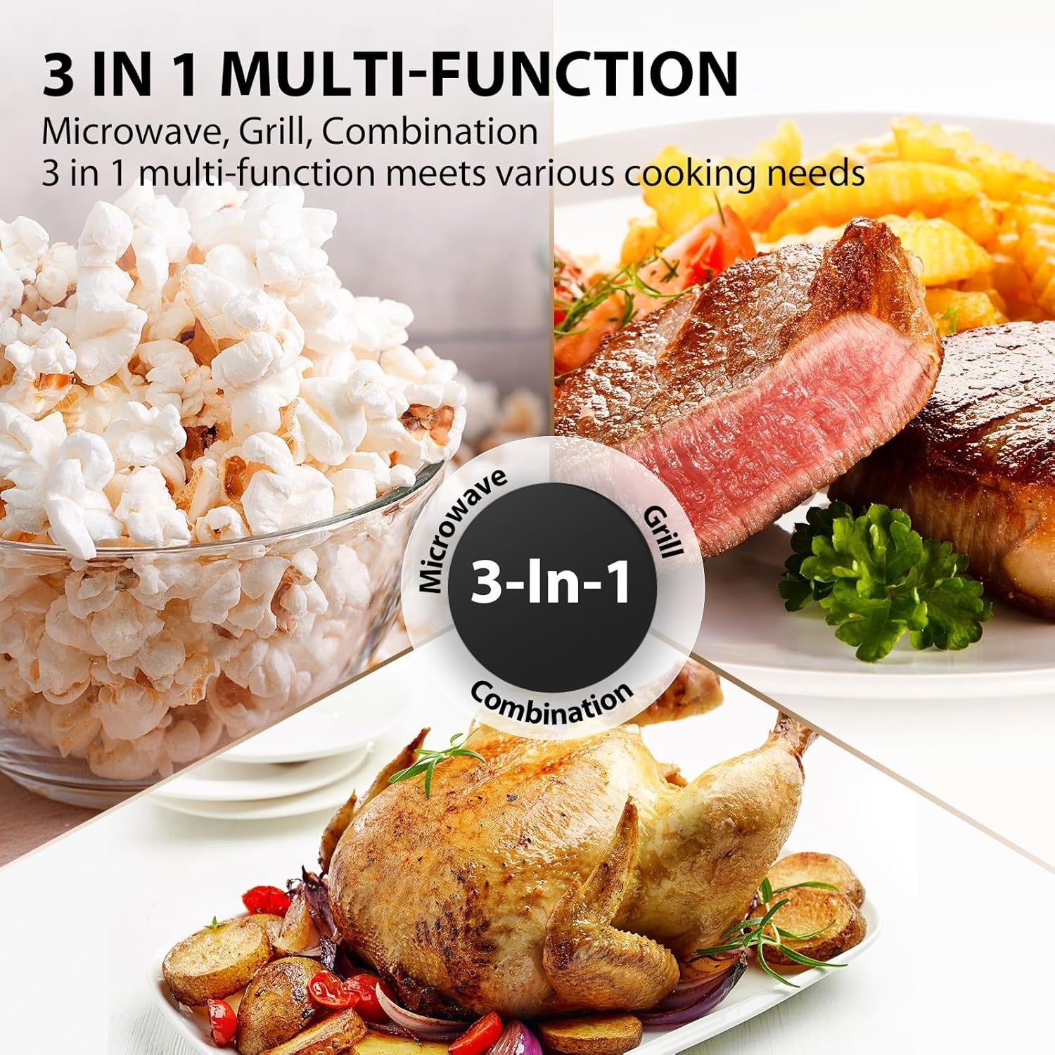 Morandi Grey 25L 900W Inverter Microwave Grill & Combi 3-in-1