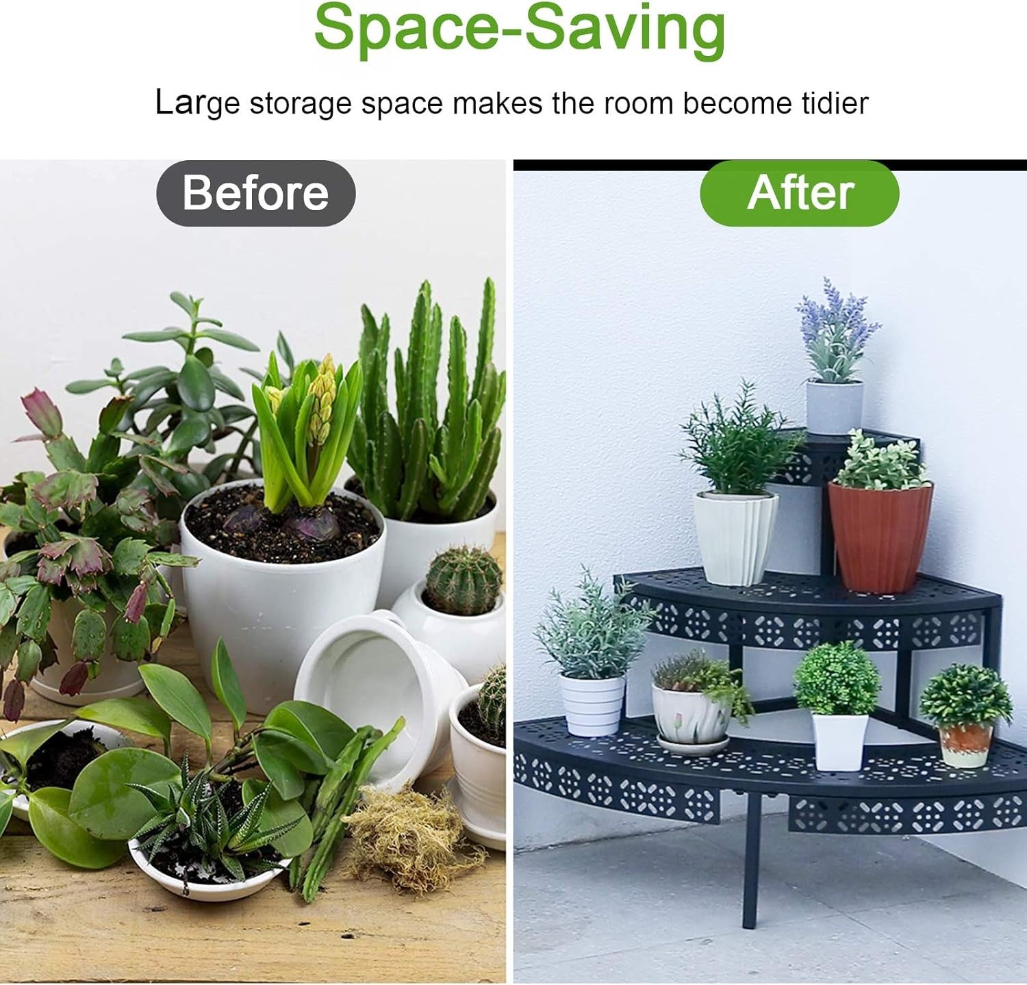 3 Tier Black Metal Plant Stand Indoor Outdoor Corner Flower Pot Display Rack