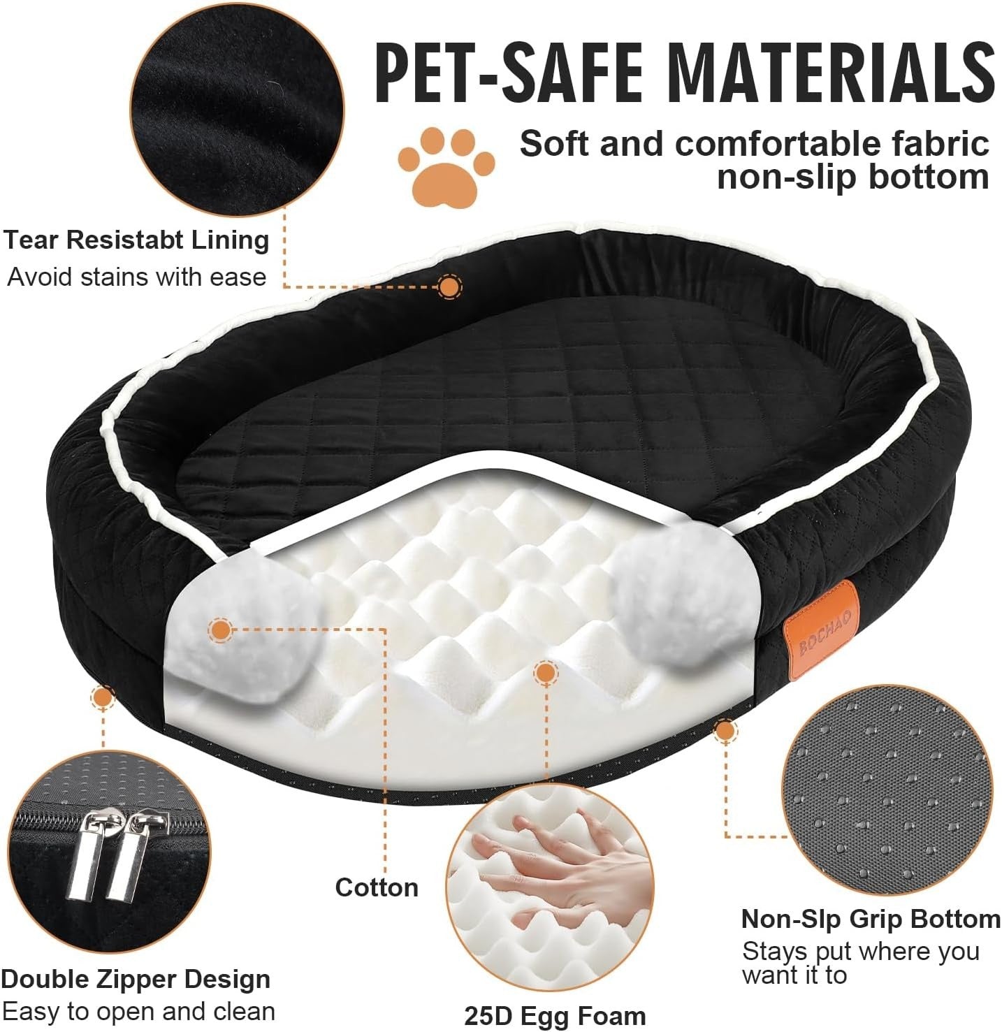 Orthopedic Memory Foam Dog Bed 90x70cm Washable