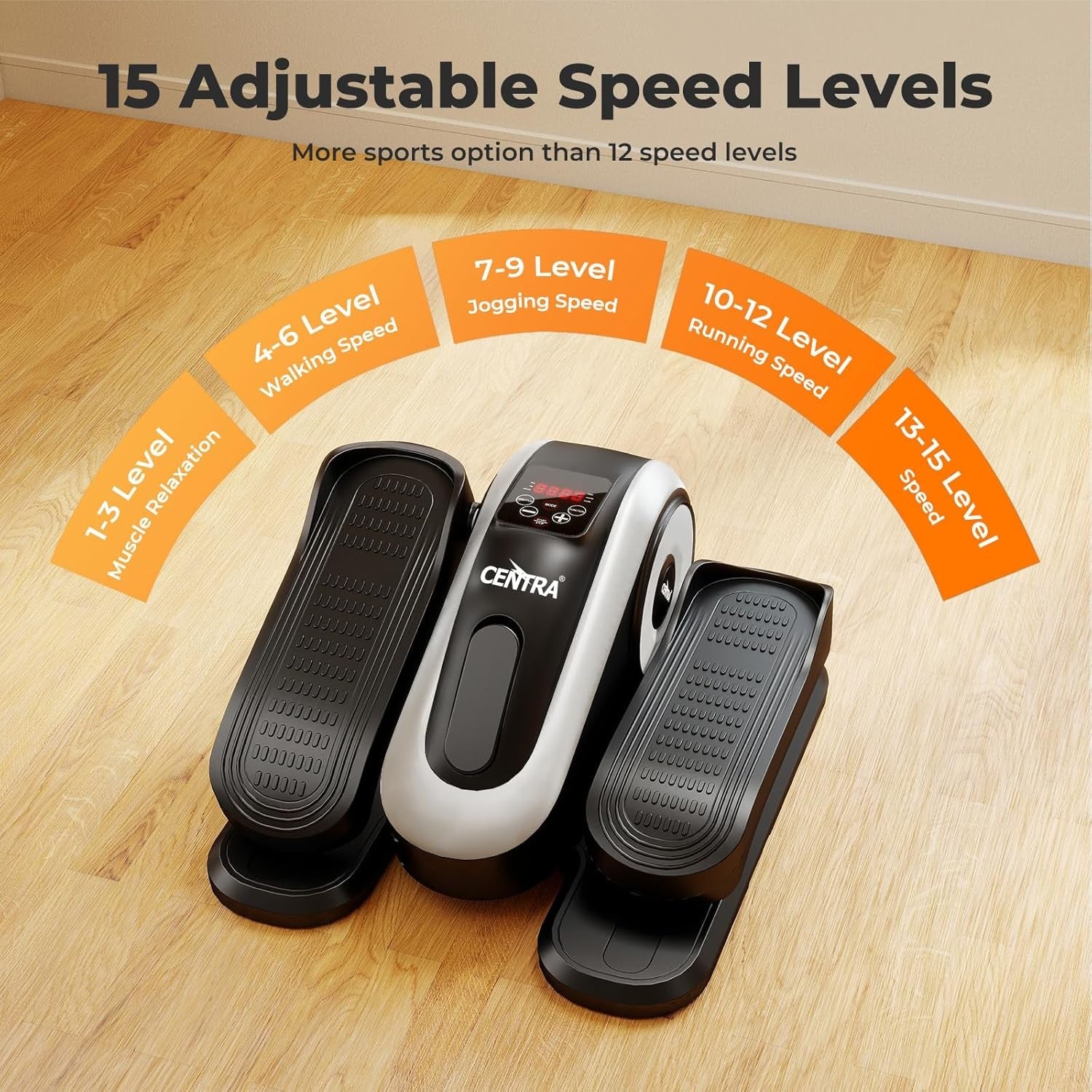 Under Desk Electric Elliptical Pedal Exerciser Quiet Seated Leg Trainer 15 Speed