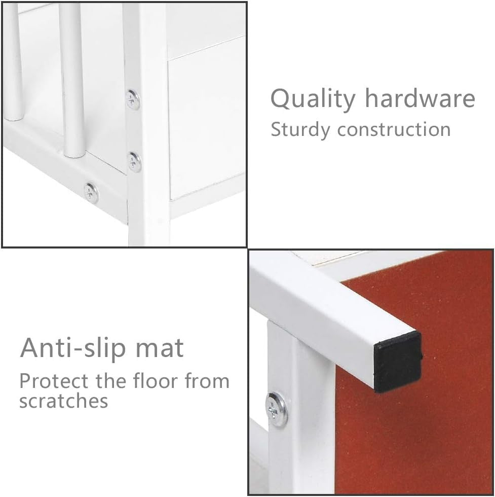 Oval White Side Table with 2-Tier Shelf – Modern Small Sofa End Table