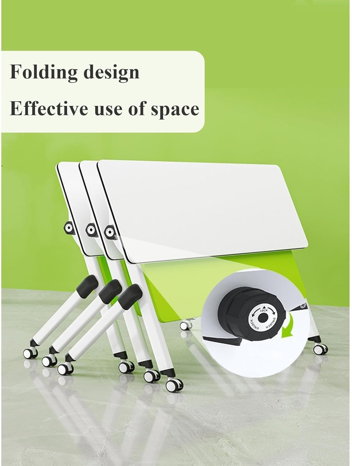 47x20" Flip-Top Mobile Conference Table – Folding Desk w/ Locking Wheels