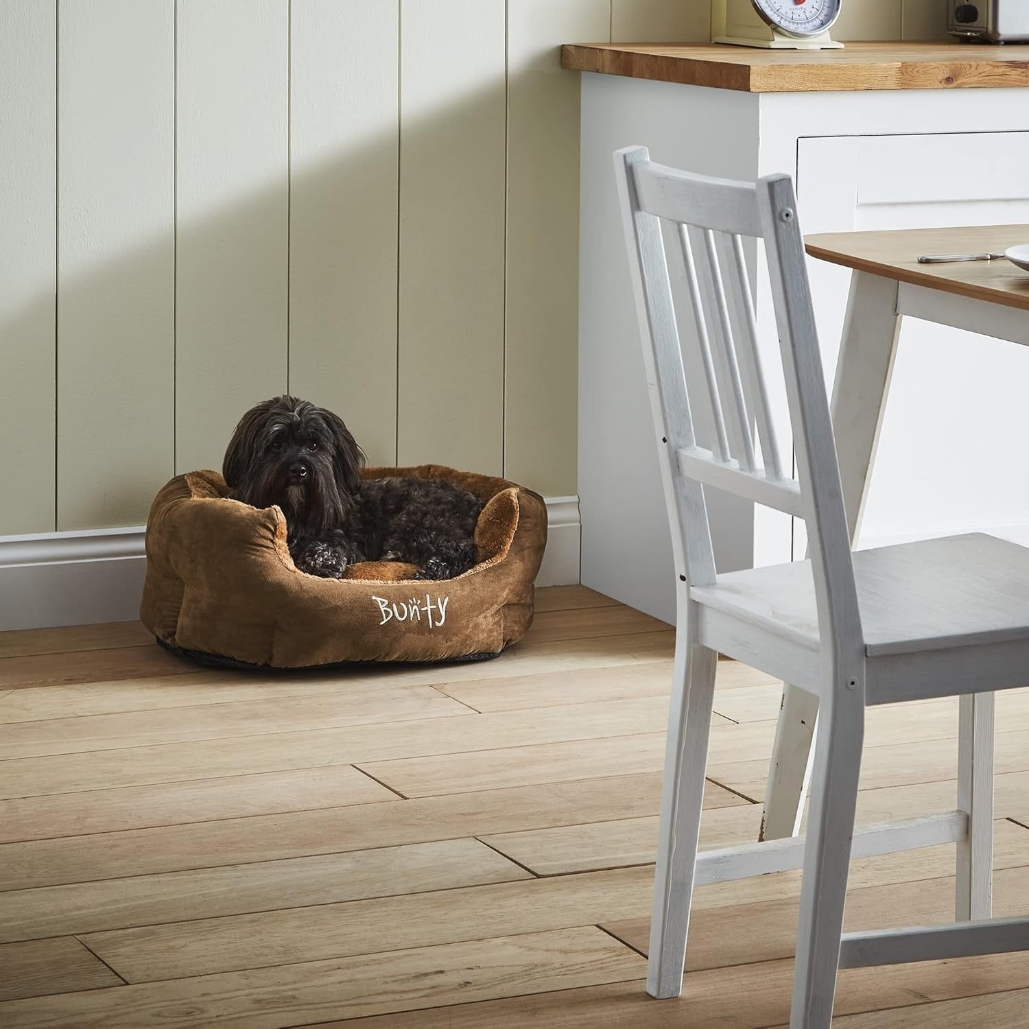 XL Calming Dog Bed 90x70x28cm Fluffy Fleece Washable Brown