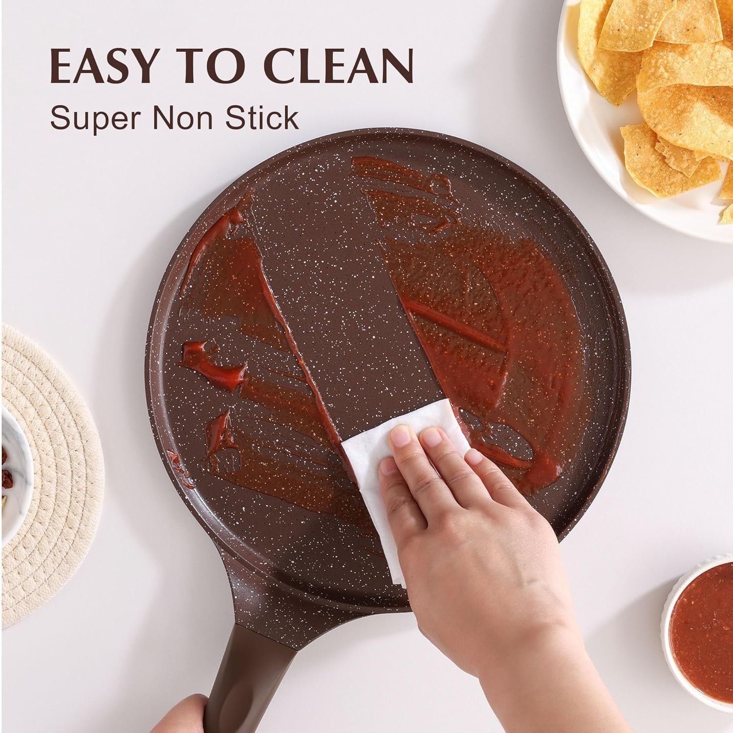 Non-Stick 26cm Crepe Pan | Granite Coating Omelette Pancake Flat Skillet