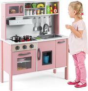 Wooden Kids Play Kitchen Pink Ice Maker Cooking Toy Accessories