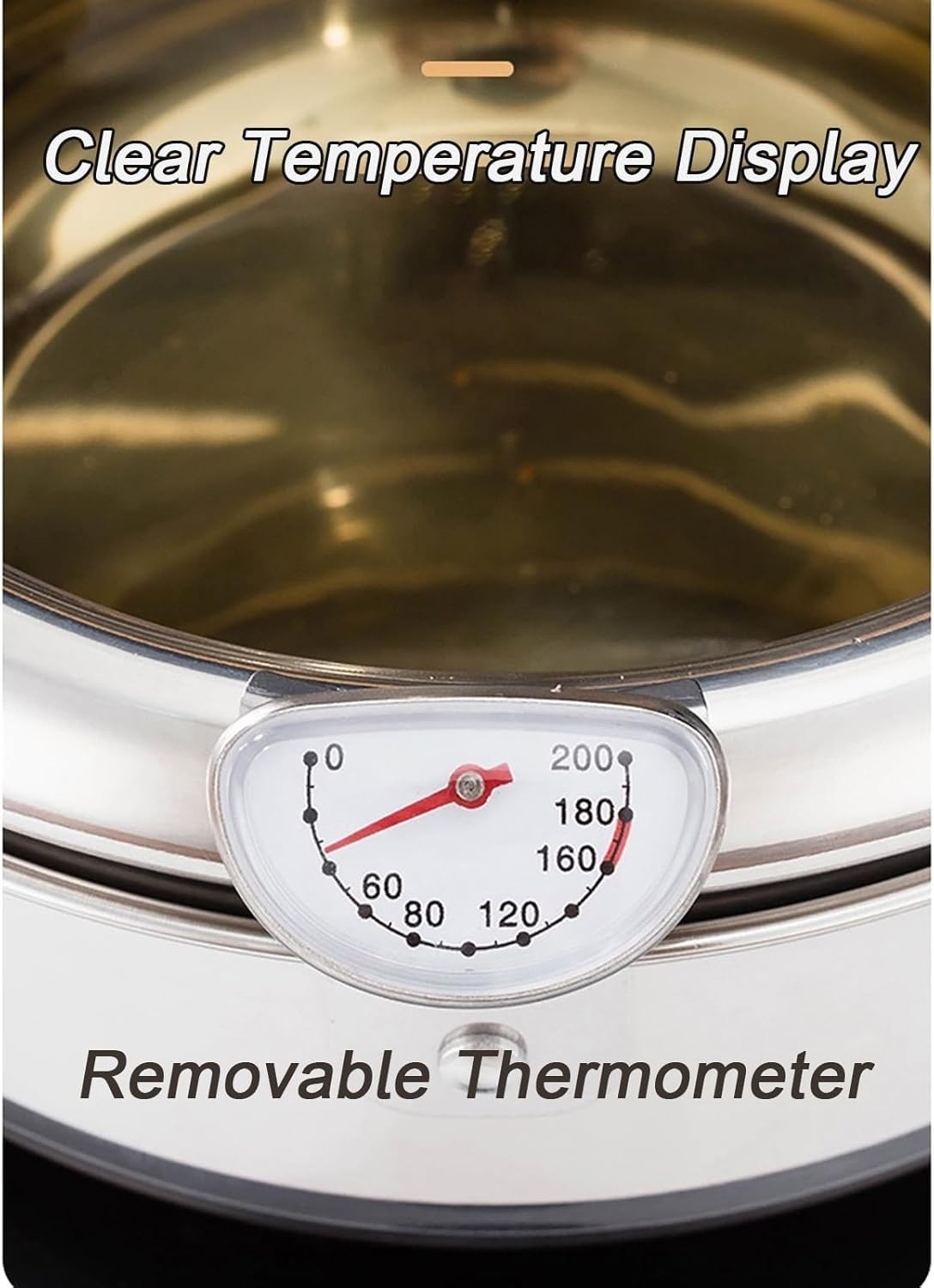 21cm Stainless Steel Tempura Frying Pot w Thermometer Lid Oil Spout