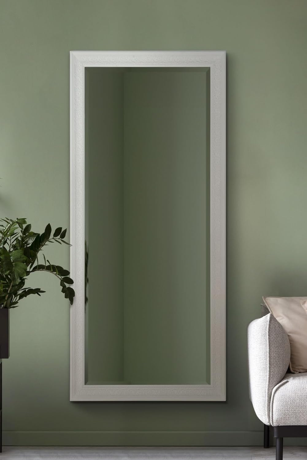 Full Length Ivory Wall Mirror 163x73cm Bevelled Glass Antique Style