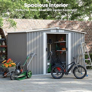 8x6FT Metal Garden Shed Lockable Tool Storage House Green/Grey