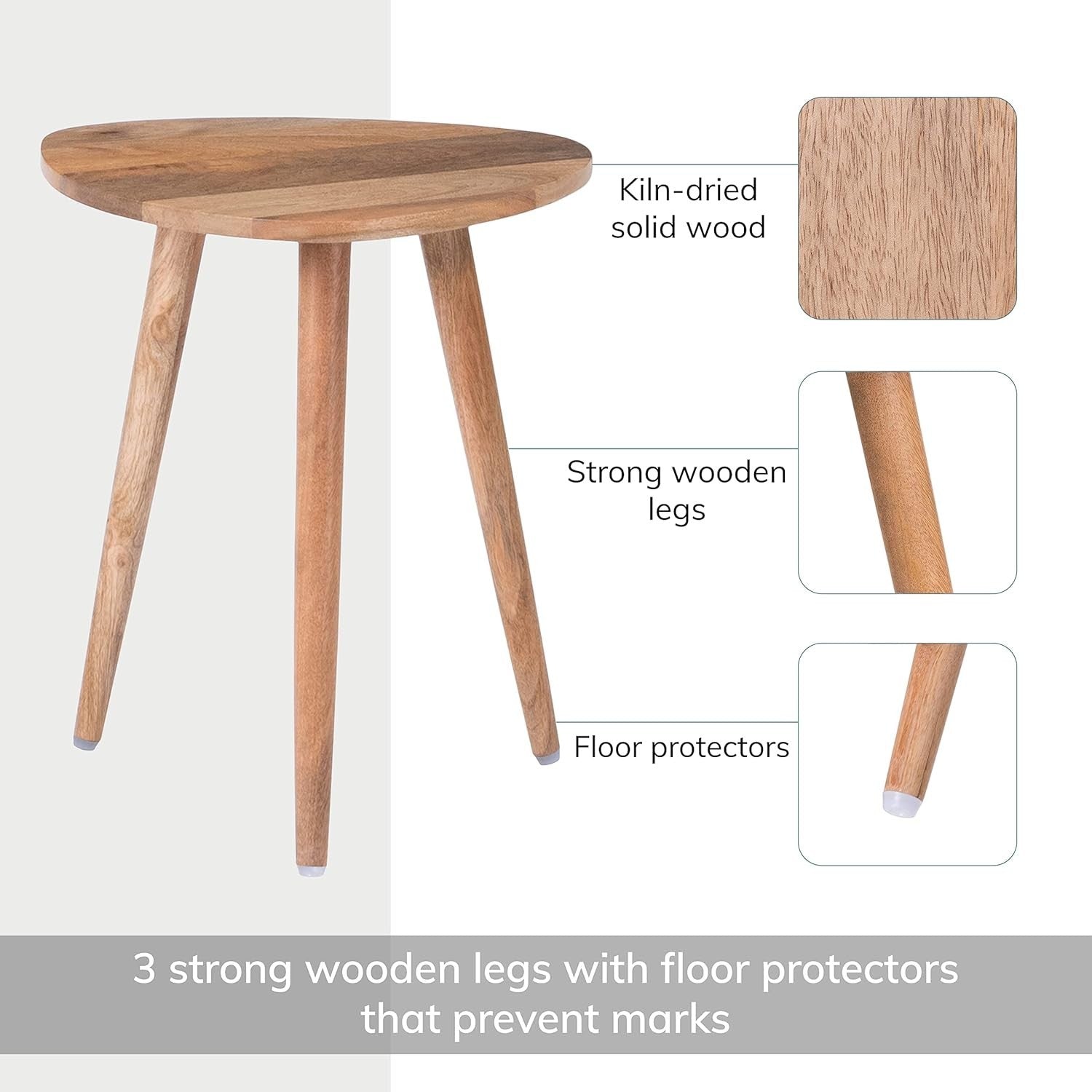 Triangle End Table Small Side Table Solid Wood Modern Minimalist 40x40x45cm