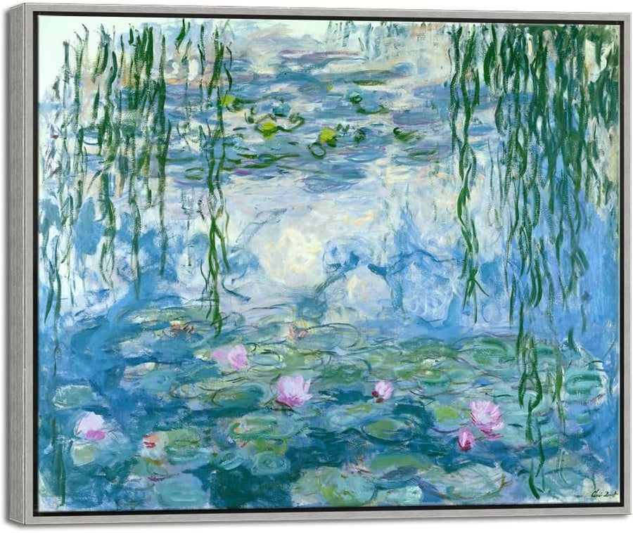 Water Lilies Canvas Wall Art Framed Monet Print Silver