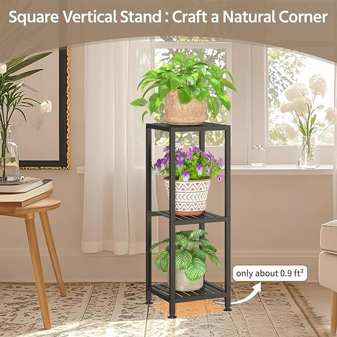 3 Tier Black Metal Plant Stand Indoor Outdoor Tall Flower Shelf Display Rack