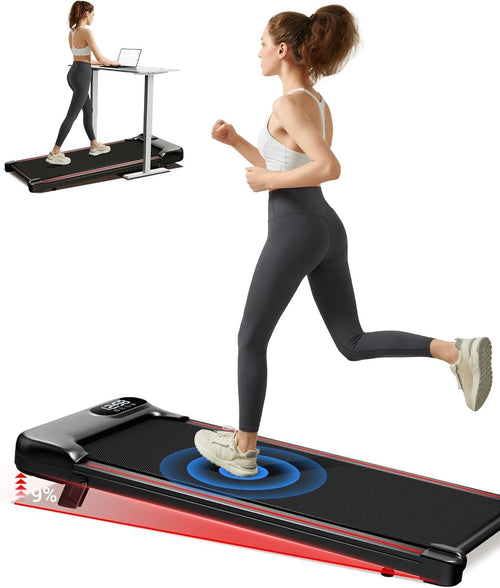 Under Desk Walking Treadmill 9% Incline Portable Electric Home Gym