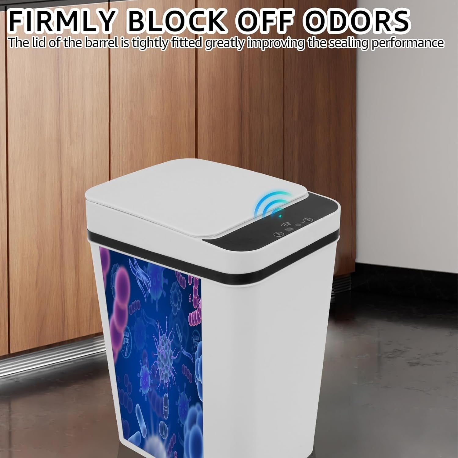 12L White Touchless Bathroom Sensor Bin Waterproof Slim Trash Can