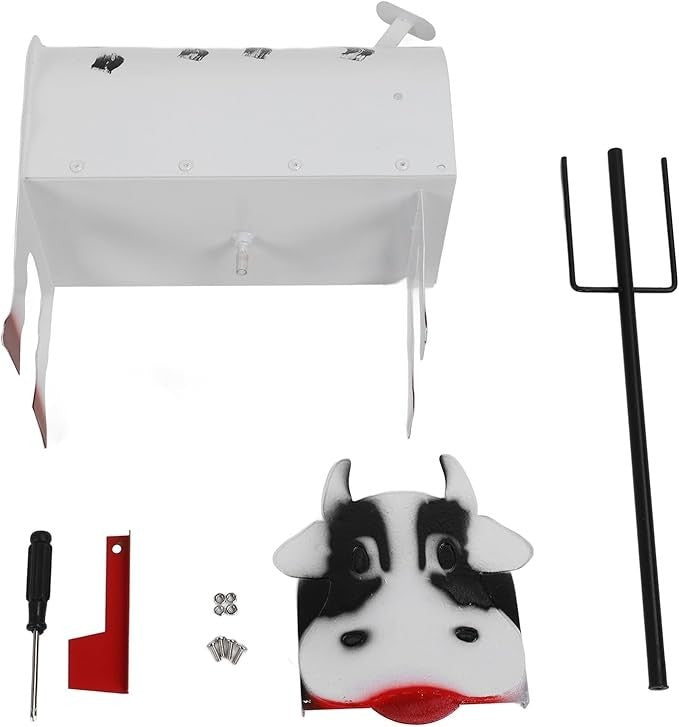 Large Cow Mailbox Outdoor Iron Animal Letter Box | Weatherproof Parcel Slot