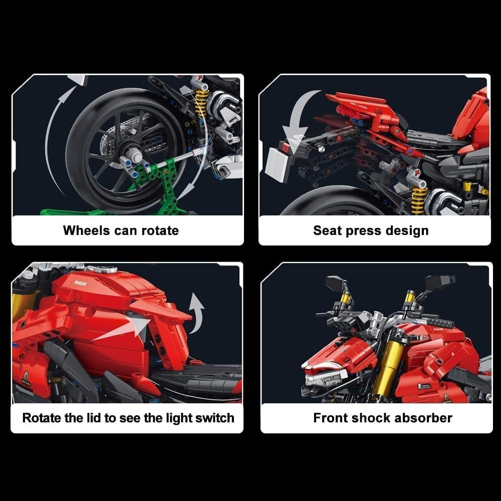 2221 PCS Technic Motorcycle Building Kit - Realistic Superbike Model Toy